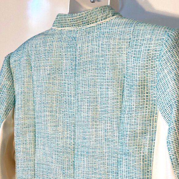 Lane Bryant SZ 26 Aqua & Cream Zip front Jacket Academia Modern Career Y2K - Picture 4 of 8
